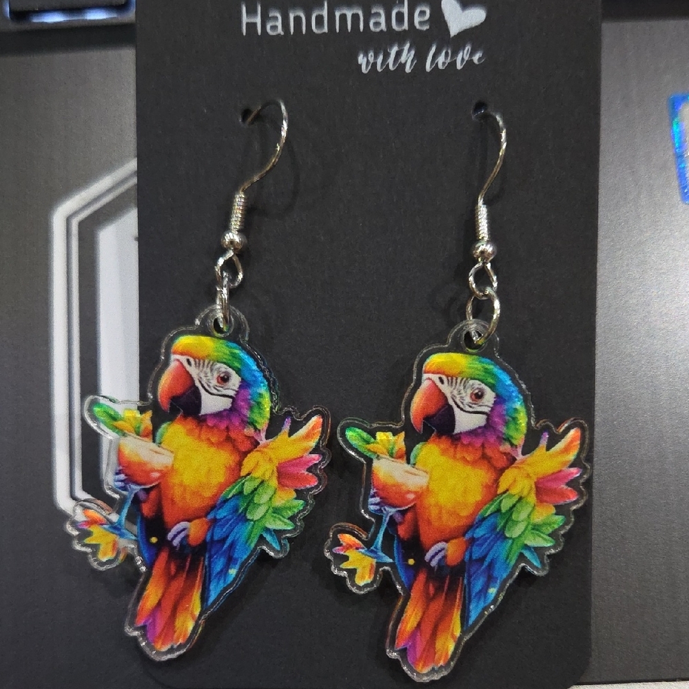 Colorful Parrot Bird Earrings